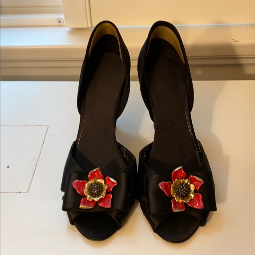 J. Crew black satin D’Orsay pumps
